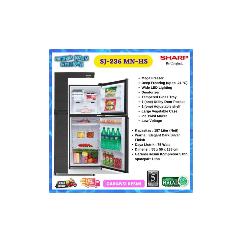 Sharp SJ-236MN-HS - Kulkas 2 Pintu
